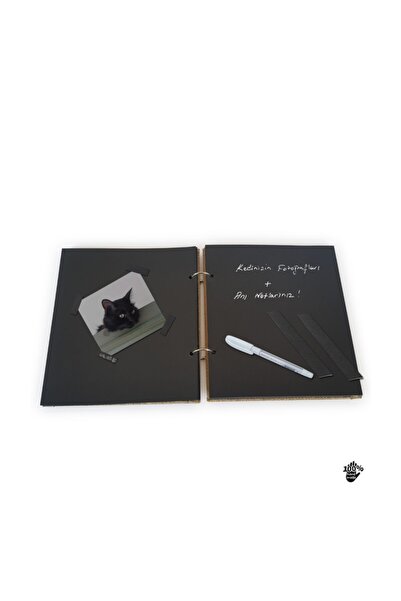 direkt-al Cat Themed Jute Fabric Cover Album Writable Memory Book 23 Cmx20 cm 20 Sheets 40 Pages