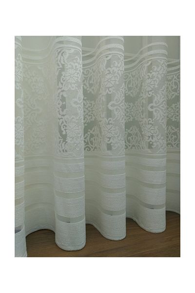 Esse Home Kdk Knitted Patterned Tulle Curtain High Quality, 300x250, Tight Pleat, 1/3