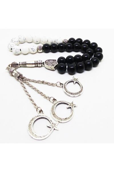 Kusakli Mărgele de rugăciune din piatră naturală Ayyıldız cu ciucuri - Onix Havalite