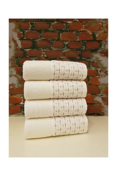 Özdilek 4 Adet 50x90 cm  Adria El Yüz Havlusu Krem