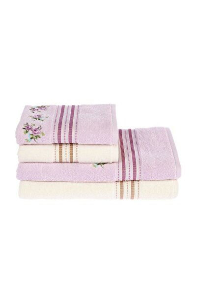 Özdilek Reneta Hamam Takımı 4 Parça Best Set Krem-lila