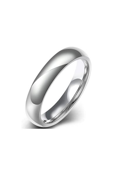 Erer Gümüş 4 Mm Curved Steel Wedding Ring