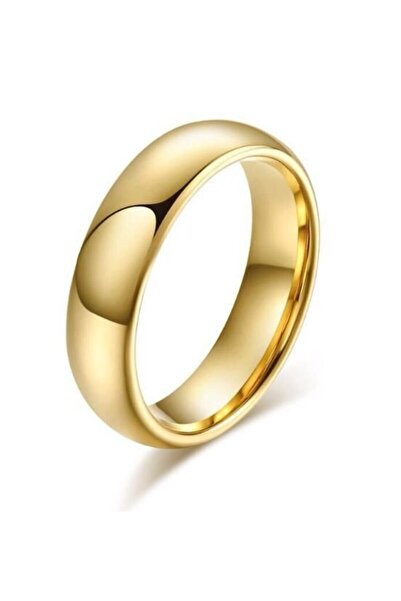 Erer Gümüş 6 mm Altın kaplama Çelik Alyans Yüzük