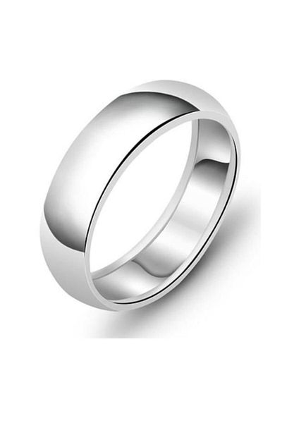 Erer Gümüş 6 mm Plain Curved Steel Wedding Ring