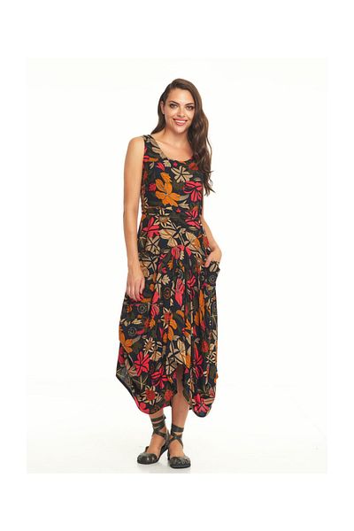 Los banditos Rochie neagră cu șireturi, cu model floral, pentru femei