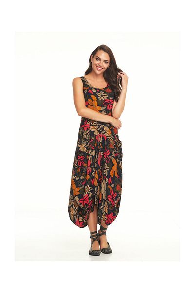 Los banditos Rochie neagră cu șireturi, cu model floral, pentru femei