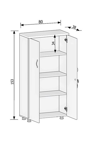 ELİZZA Modüler Dünyası Tam Kapaklı Kitaplık Dosya Dolabı Beyaz - 80x38x153