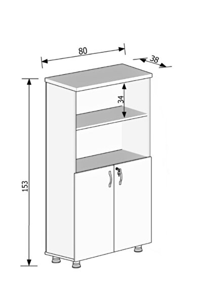 ELİZZA Modüler Dünyası Yarım Kapaklı Kitaplık Dosya Dolabı Beyaz - 80x38x153