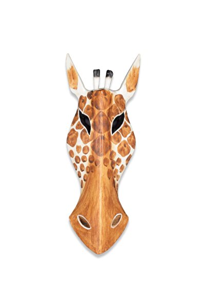 Hedicaret Zürafa Kafası Maske, Duvar Objesi, Ahşap Mask, Dekoratif Hediye