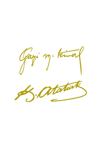 Gazi M.kemal Imza Sticker, Atatürk Imza Sticker, Ikili Imza, 30x14 Cm, Oto Sticker, Arma,