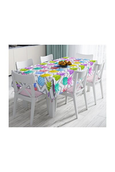 Realhomes Сірий стіл скатертина з візерунком ананасів в стилі зигзаг, не зали...