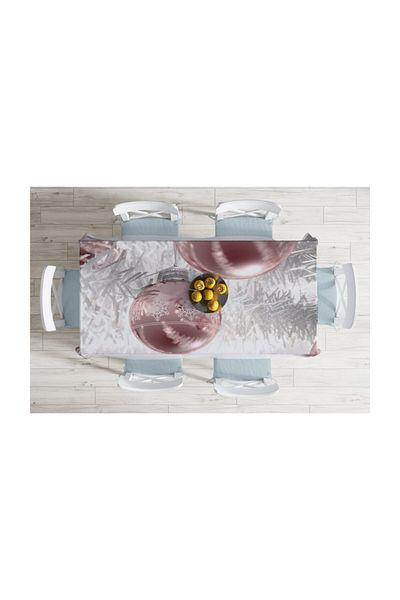 Realhomes Față de masă decorativă rezistentă la pete cu imprimare digitală Globul de Anul Nou - 140 X 180 cm