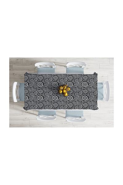 Realhomes Fata de masa moderna rezistenta la pete cu design geometric geometric alb-negru-140x220 Cm