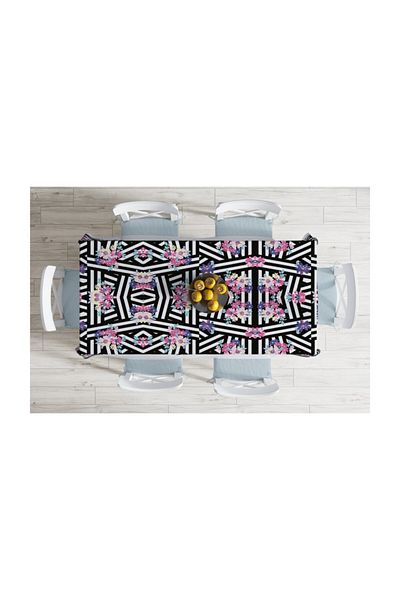 Realhomes Față de masă, rezistentă la pete, imprimată digitală modernă cu model de crin colorat-140x220 cm