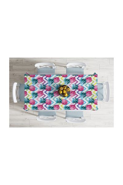 Realhomes Față de masă colorată cu model în zig-zag cu design modern, rezistentă la pete, ananas-140x220 cm