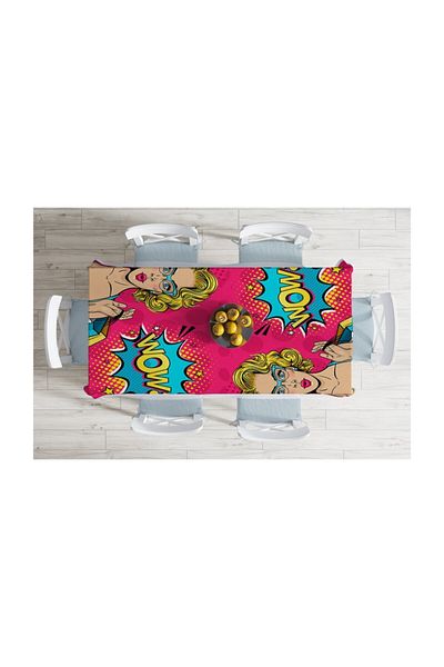 Realhomes Fata de masa decorativa rezistenta la pete roz Pop Art Wow-120x140 cm