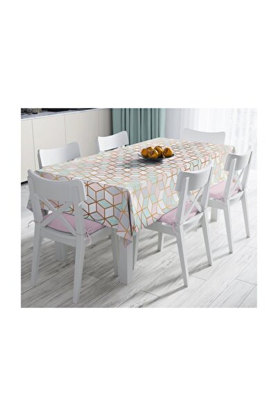 Realhomes Geometric Patterned 3D Special Design Modern Stain Resistant Tablecloth-140x260 cm