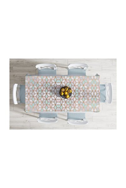 Realhomes Geometric Patterned 3D Special Design Modern Stain Resistant Tablecloth-140x260 cm