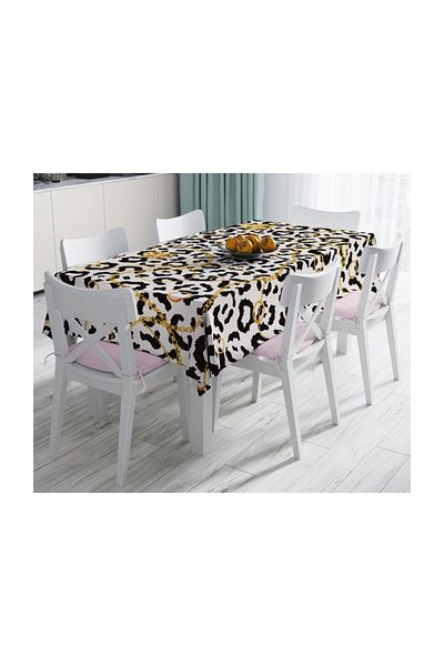 Realhomes Față de masă modernă rezistentă la pete, cu model auriu, cu zebră - 140 X 180 cm