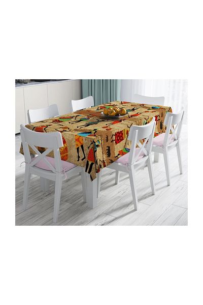 Realhomes Față de masă rezistentă la pete cu imprimare digitală cu model etnic african -140x260 cm