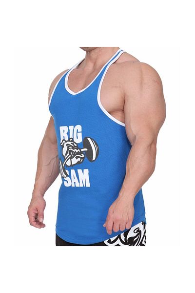 Big Sam Mesh Fitness Training Tank Blue 2297