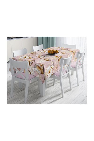 Realhomes Cochilii de mare pe podea roz Față de masă modernă rezistentă la pete - 140 X 180 cm