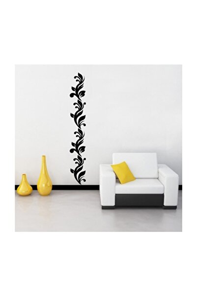 Sticker Sepetim Modern Floral Siyah Dekoratif Çok Amaçlı Duvar Sticker