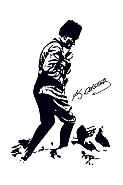 Sticker Sepetim Mustafa Kemal Atatürk Silüet Kocatepe Ve İmza Dekoratif Duvar...