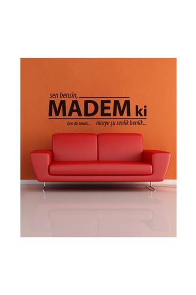 Sticker Sepetim Madem Ki Duvar Yazısı Siyah Dekoratif Çok Amaçlı Duvar Sticker