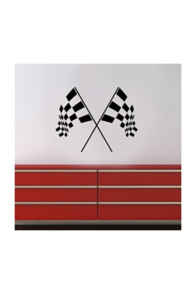 Sticker Sepetim Damalı Bayrak İkili Dekoratif Çok Amaçlı Sticker