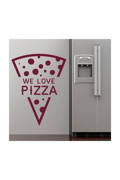 Sticker Sepetim We Love Pizza Yazı Ve Motif Dekoratif Çok Amaçlı Duvar Sticker