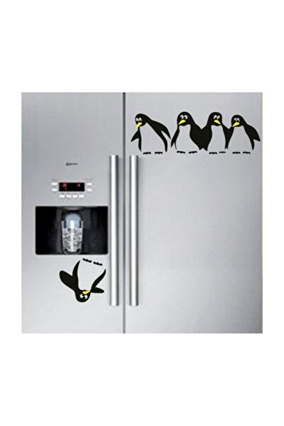 Sticker Sepetim Penguenler Ve Düşen Dekoratif Dolapüstü Çok Amaçlı Sticker