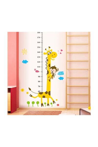 Sticker Sepetim Boy Ölçer Karikatür Duvar Sticker Grafiti Zürafa Ve Sevimli M...