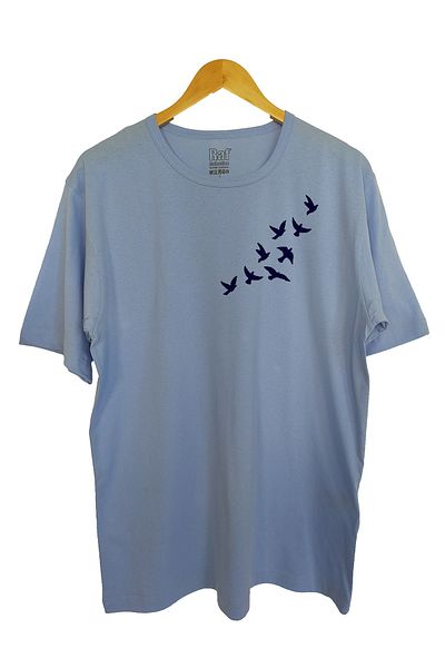 Raf Coll Ανδρικό μπλουζάκι με μπλε στάμπα Oversize Μπλε χρώμα