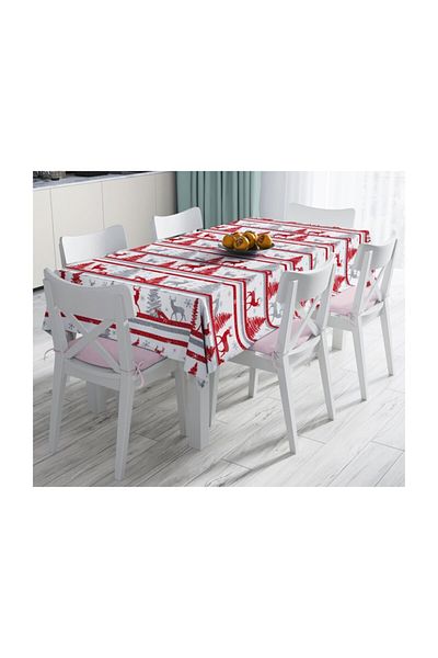 Realhomes Față de masă decorativă, rezistentă la pete, imprimată cu cerb și pin - 140 X 180 Cm