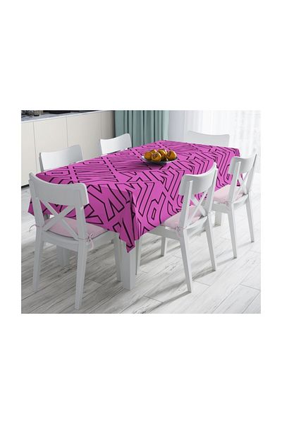 Realhomes Fata de masa decorativa anti-pete cu podea roz si text roz-140x220 Cm