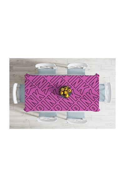 Realhomes Fata de masa decorativa anti-pete cu podea roz si text roz-140x220 Cm