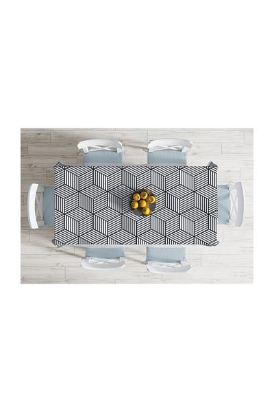 Realhomes Față de masă modernă imprimată digital cu model 3D cub-140 X 180 cm