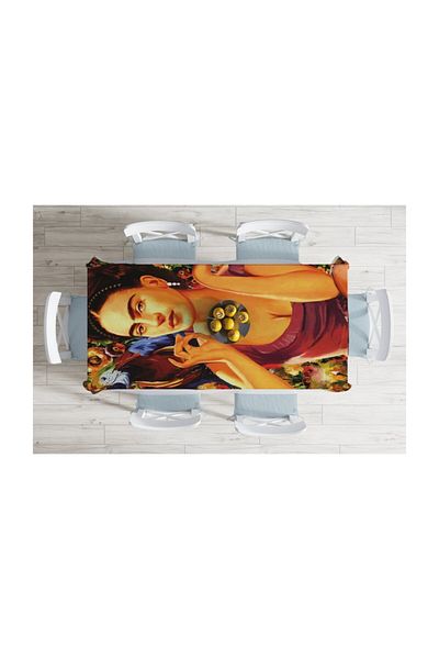 Realhomes Față de masă Happiness Flowers, cu design vintage, imprimată digitală, rezistentă la pete-120x140 cm