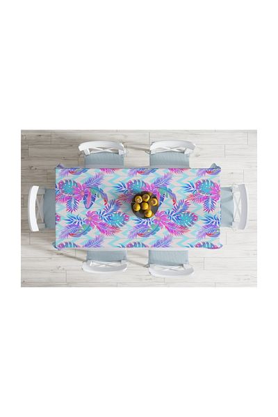 Realhomes Față de masă modernă rezistentă la pete cu frunze de palmier geometrice cu podea pulbere - 140 X 180 cm