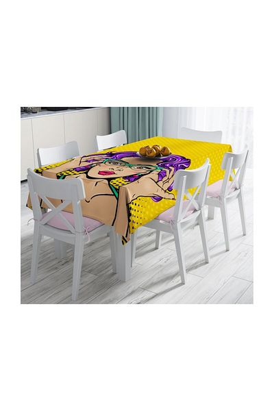 Realhomes Față de masă decorativă rezistentă la pete cu model popart galben cu buline - 140 X 180 cm