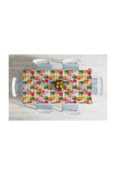Realhomes Față de masă Roz Floor Ananas Design Special rezistent la pete-140x220 cm