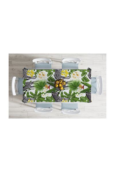 Realhomes Față de masă modernă rezistentă la pete cu podea pulbere și design zebră exotică - 140 X 180 cm