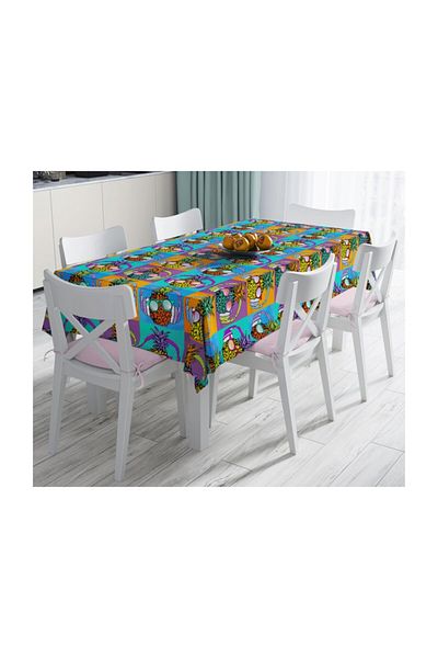 Realhomes Față de masă anti-pete cu design ananas de vară pe podea portocalie-140x260 cm