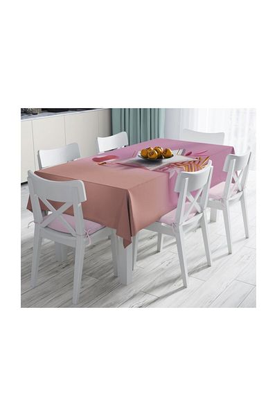 Realhomes Față de masă decorativă rezistentă la pete cu model 3D de fundal roz modern - 140 X 180 cm
