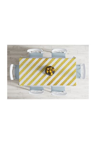 Realhomes Față de masă Modern Gold Lines special concepută rezistentă la pete - 140 X 180 cm
