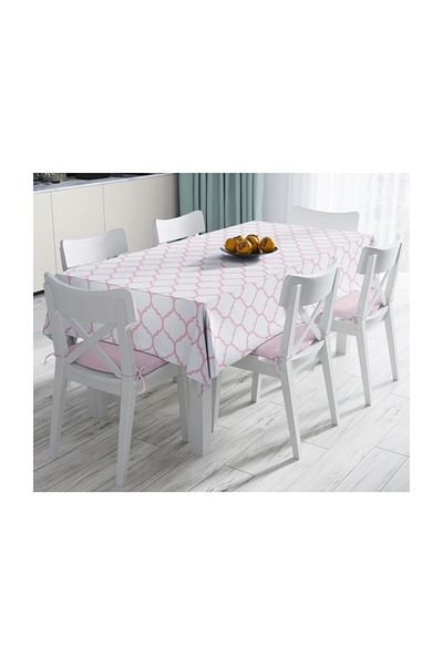 Realhomes Față de masă modernă rezistentă la pete cu model Ogea de culoare roz - 140 X 260 Cm