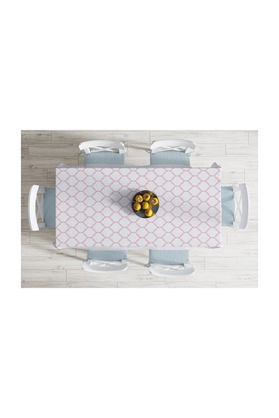 Realhomes Față de masă modernă rezistentă la pete cu model Ogea de culoare roz - 140 X 260 Cm