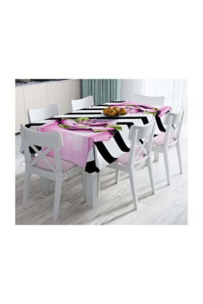 Realhomes Coco Pops Pink Black dizajnirani moderni dekorativni stolnjak otpor...