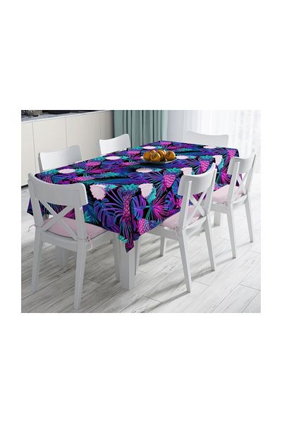Realhomes Față de masă, rezistentă la pete, cu model tropical, albastru marin-140x260 cm